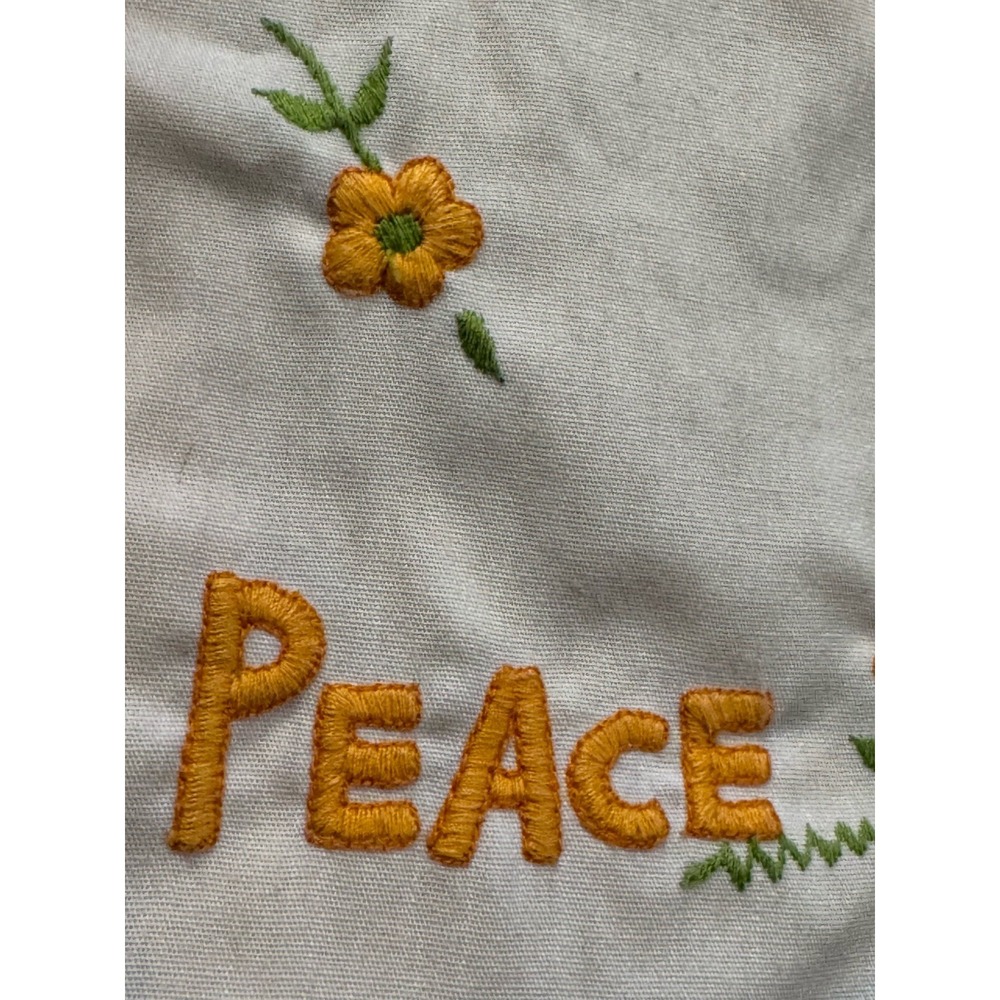 Vintage Handmade Toddler Dress Love Peace Hippie Yellow White 60s 70s - Picture 4 of 6